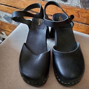 Swedish Hasbeens Black Block Heel